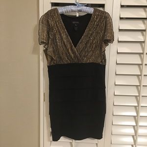 Enfocus Studio Gold and Black Midi Dress